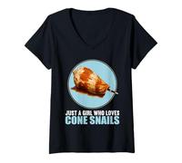 Womens Just a Girl who Loves Cone Snails Cone Snail V-Neck T-Shirt