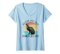 Women's Just A Girl Who Loves Cornish Rex Cats V-Neck T-Shirt