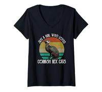 Women's Just A Girl Who Loves Cornish Rex Cats V-Neck T-Shirt