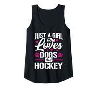 Womens Just A Girl Who Loves Dogs and Ice Hockey Funny Pet Lover Tank Top