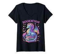 Womens Just a Girl who Loves Dragons and Books V-Neck T-Shirt