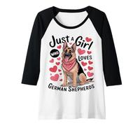 Womens Just A Girl Who Loves German Shepherds Dog Mom Raglan Baseball Tee