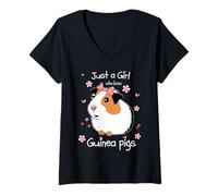Womens Just a Girl Who Loves Guinea Pigs - Cute Pets Lover Gift V-Neck T-Shirt