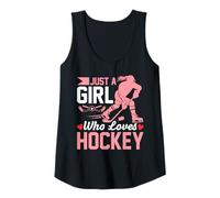 Womens Just A Girl Who Loves Hockey Funny Ice Hockey Player Girls Tank Top