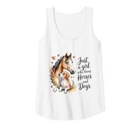 Womens Just A Girl Who Loves Horses and Dogs Horseback Riding Tank Top