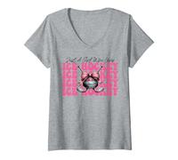 Womens Just A Girl Who Loves Ice Hockey Coquette Bow V-Neck T-Shirt