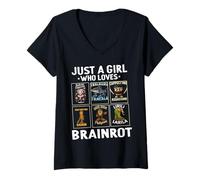 Womens Just A Girl Who Loves Italian Brainrot V-Neck T-Shirt