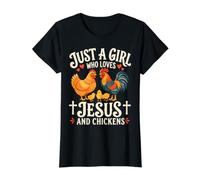 Women's Just A Girl Who Loves Jesus and Chickens Christian Lovers Value Graphic T-Shirt