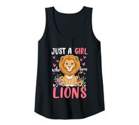 Womens Just a Girl Who Loves Lions Wildlife Safari Cute Lion Tank Top
