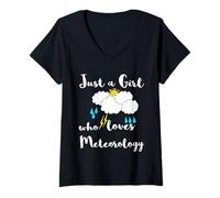 Womens Just A Girl Who Loves Meteorology Weather Meteorologist V-Neck T-Shirt