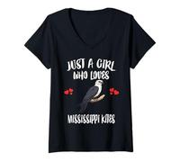 Womens Just A Girl Who Loves Mississippi Kites Birds V-Neck T-Shirt
