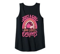 Women's Just A Girl Who Loves Onions Funny Onion Lover Boho Rainbow Tank Top