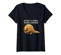 Womens Just a Girl Who Loves Pangolins Artwork for Pangolin Fans V-Neck T-Shirt