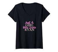 Womens Just A Girl Who Loves Ryan Cute V-Neck T-Shirt