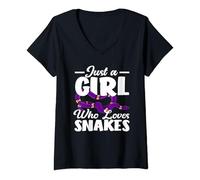 Womens Just A Girl Who Loves Snakes Lover V-Neck T-Shirt