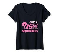 Womens Just A Girl Who Loves Squirrels V-Neck T-Shirt