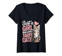 Women's Just A Girl Who Loves Tabby Cats V-Neck T-Shirt