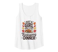 Womens Just A Girl Who Loves Thanksgiving Dinner Autumn Tank Top