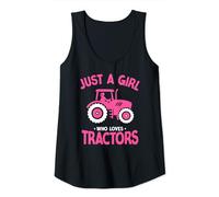 Womens Just a Girl Who Loves Tractors Farming trucks &Tractors Tank Top
