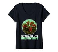 Womens Just a Girl who Loves Venus Flytraps Venus Flytrap V-Neck T-Shirt