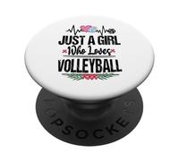 Womens Just A Girl Who Loves Volleyball For Game Lovers PopSockets Adhesive PopGrip