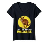 Womens Just a Girl who Loves Wallabies Wallaby V-Neck T-Shirt