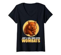 Womens Just a Girl who Loves Wombats Wombat V-Neck T-Shirt