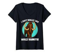 Womens Just a Girl who loves woolly mammoths woolly mammoth V-Neck T-Shirt