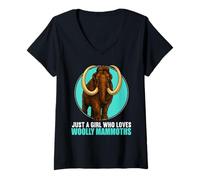 Womens Just a Girl who loves woolly mammoths woolly mammoth V-Neck T-Shirt