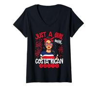 Womens Just A Girl With Costa Rican Roots Costa Rica V-Neck T-Shirt