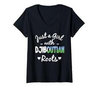 Womens Just A Girl With Djiboutian Roots V-Neck T-Shirt