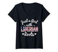 Womens Just A Girl With Liberian Roots Liberia Girls Pride V-Neck T-Shirt
