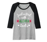 Womens Just A Girl With Maldivian Roots Maldives Girls Dress Raglan Baseball Tee