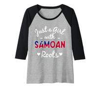 Womens Just A Girl with Samoan Roots Samoa Pride Raglan Baseball Tee