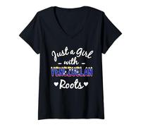 Womens Just A Girl With Venezuelan Roots Hispanic Heritage V-Neck T-Shirt