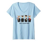 Women's Just a Grad Deer Graduation Fawn Diploma Class of 2026 V-Neck T-Shirt