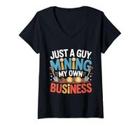 Womens Just A Guy Mining My Own Business Cryptocurrency Joke |- V-Neck T-Shirt
