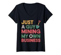 Womens Just A Guy Mining My Own Business Cryptocurrency Joke |- V-Neck T-Shirt