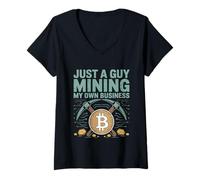 Womens Just A Guy Mining My Own Business Cryptocurrency Joke - V-Neck T-Shirt