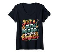Womens Just A Guy Mining My Own Business Cryptocurrency Joke - V-Neck T-Shirt