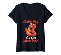 Women's Just A Guy that Loves Snake Jazz Band Members and Musicians V-Neck T-Shirt