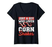 Womens Just a Guy Who Loves Corn Snakes Reptile Design V-Neck T-Shirt