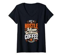 Women's Just A Hustle Mom Who Loves Coffee V-Neck T-Shirt