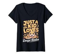 Women's Just a Kid Who Loves Danger Noodles Snake Python V-Neck T-Shirt