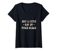 Womens Just A Little Ray of Pitch Black Funny Halloween Gothic V-Neck T-Shirt