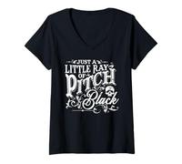 Womens Just A Little Ray of Pitch Black Spooky Season Halloween V-Neck T-Shirt