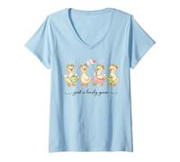 Women's Just a Lovely Goose Garden Daisy Crown Kawaii V-Neck T-Shirt
