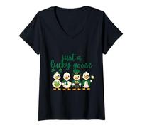 Women's Just A Lucky Goose St Patrick's Day V-Neck T-Shirt