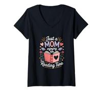Women's Just A Mom Enjoying Her Reading Time Bookworm V-Neck T-Shirt