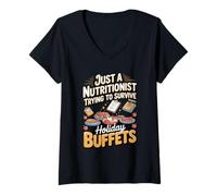 Women's Just A Nutritionist Trying to Survive Holiday Buffets V-Neck T-Shirt